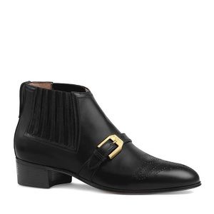 Gucci G Brogue Leather Ankle Boot size 38.5